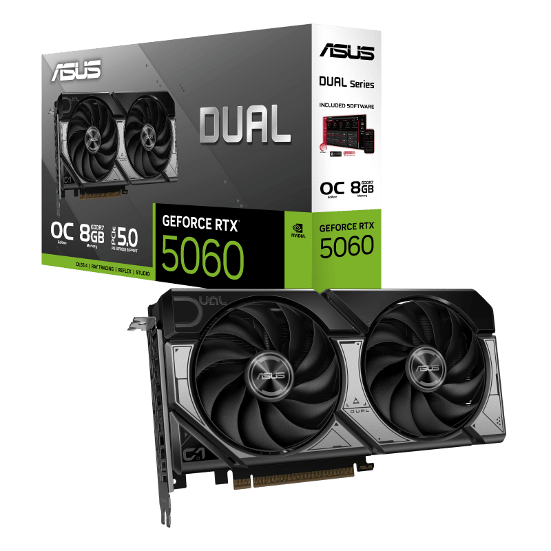 بسته‌بندی اورجینال کارت گرافیک ASUS Dual RTX 5060 8GB
